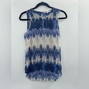 3For$20 Violet + Clair Sheer Sleeveless Blouse Blue/White/Pink size small